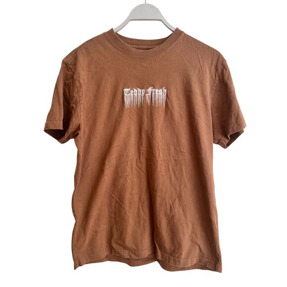 Teddy Fresh Brown Embroidered Melting Logo Men’s Tee Shirt Size: Small - Picture 1 of 7